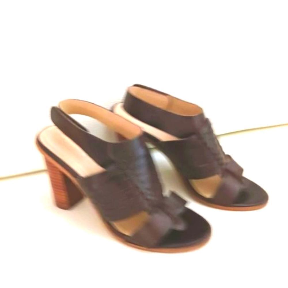 *Charles by David Charles Leather Brown Slingback heel Sandals Size 8